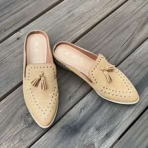 Mi.iM | Tan Studded Leather Tassel Loafers